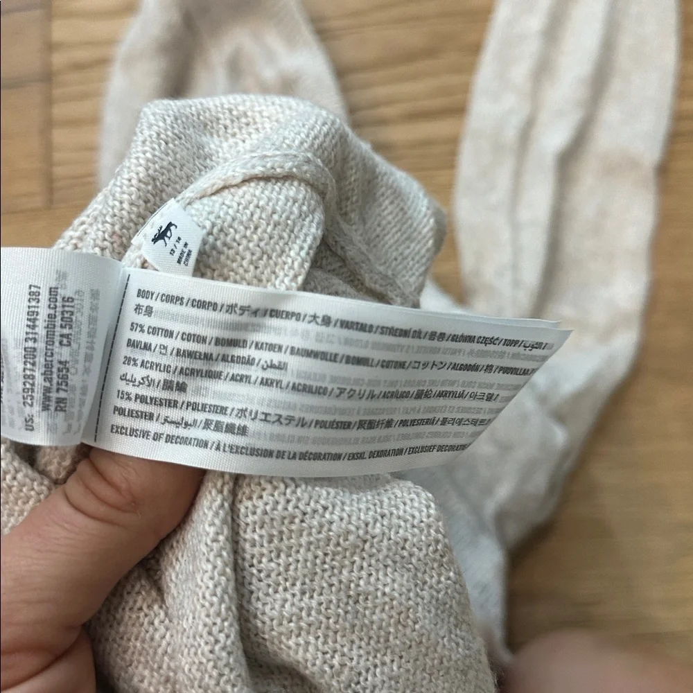 Abercrombie Kids Cream Knit V-Neck Sweater 13/14y